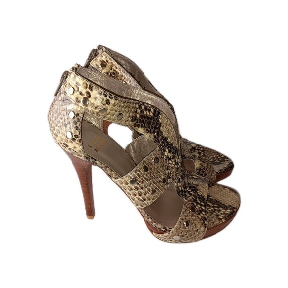 Stuart Weitzman Women's Airforce Roccia Serpent Snake Leather Designer Pumps 6 - Picture 1 of 13